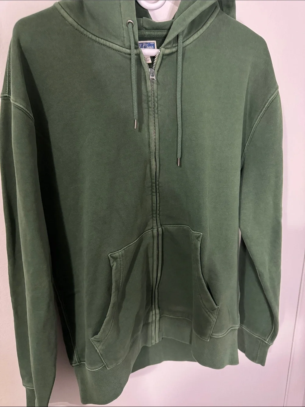 J. Crew Men's Medium Vintage Fleece Forest Green Full-Zip Hoodie NWT